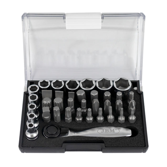 ESTUCHE DE 38 PIEZAS CON CARRACA MINI DE 1/4