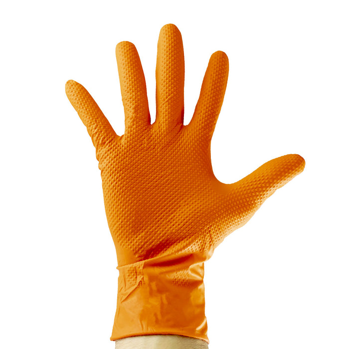 PACK 10 CAJAS GUANTES NARANJAS DESECHABLES DE NITRILO 7,0MIL (100 UDS.) TEXTURA DIAMANTE