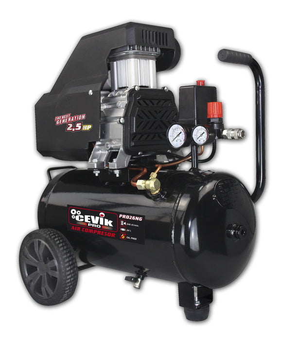 COMPRESOR MONOBLOCK CEVIK PRO 24 LITROS 2,5HP 246 LITROS/MINUTO CA-PRO26NG
