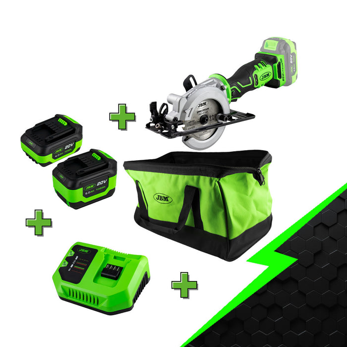 PROMO ELÉCTRICA CON MINI SIERRA + BATERÍA 4.0AH + BATERÍA 6.0AH + CARGADOR 20V + MOCHILA