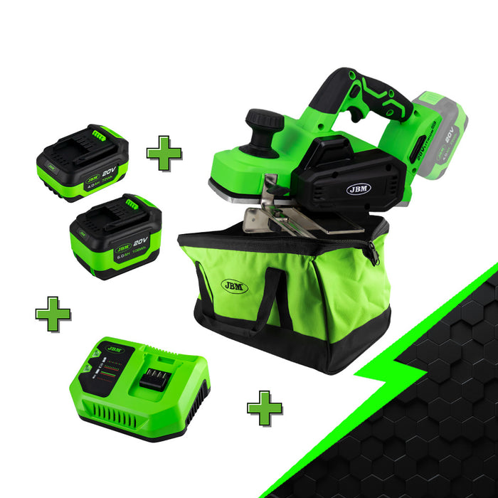PROMO ELÉCTRICA CON CEPILLO + BATERÍA 4.0AH + BATERÍA 6.0AH + CARGADOR 20V + MOCHILA