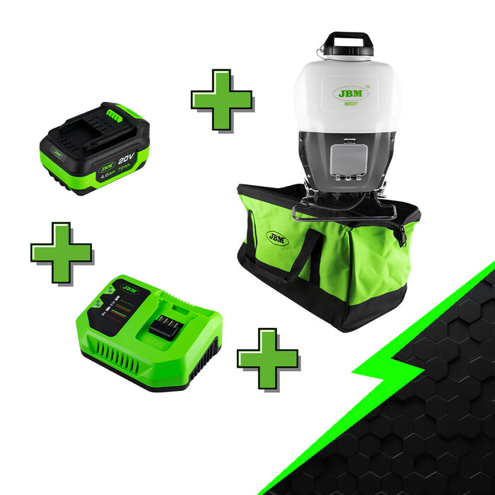 PROMO ELÉCTRICA CON PULVERIZADOR + BATERÍA 4.0AH + CARGADOR 20V + MOCHILA