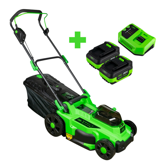 PROMO ELÉCTRICA CON CORTACESPED + 2 BATERÍAS 4AH + CARGADOR 20v