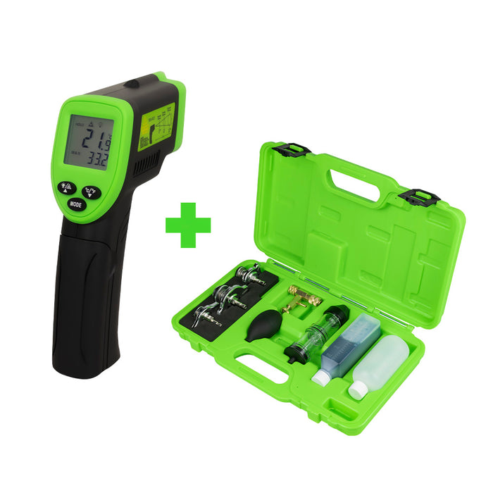 TERMOMETRO LASER + COMPROBADOR DE FUGAS DE CULATA