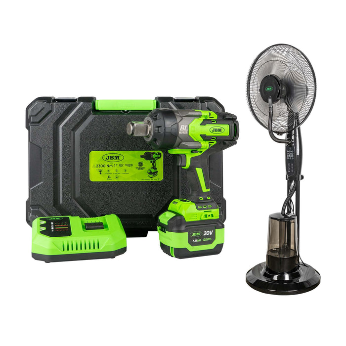 PISTOLA DE IMPACTO A BATERÍA 1" 2300NM CON MALETÍN + VENTILADOR NEBULIZADOR DE AGUA 75W