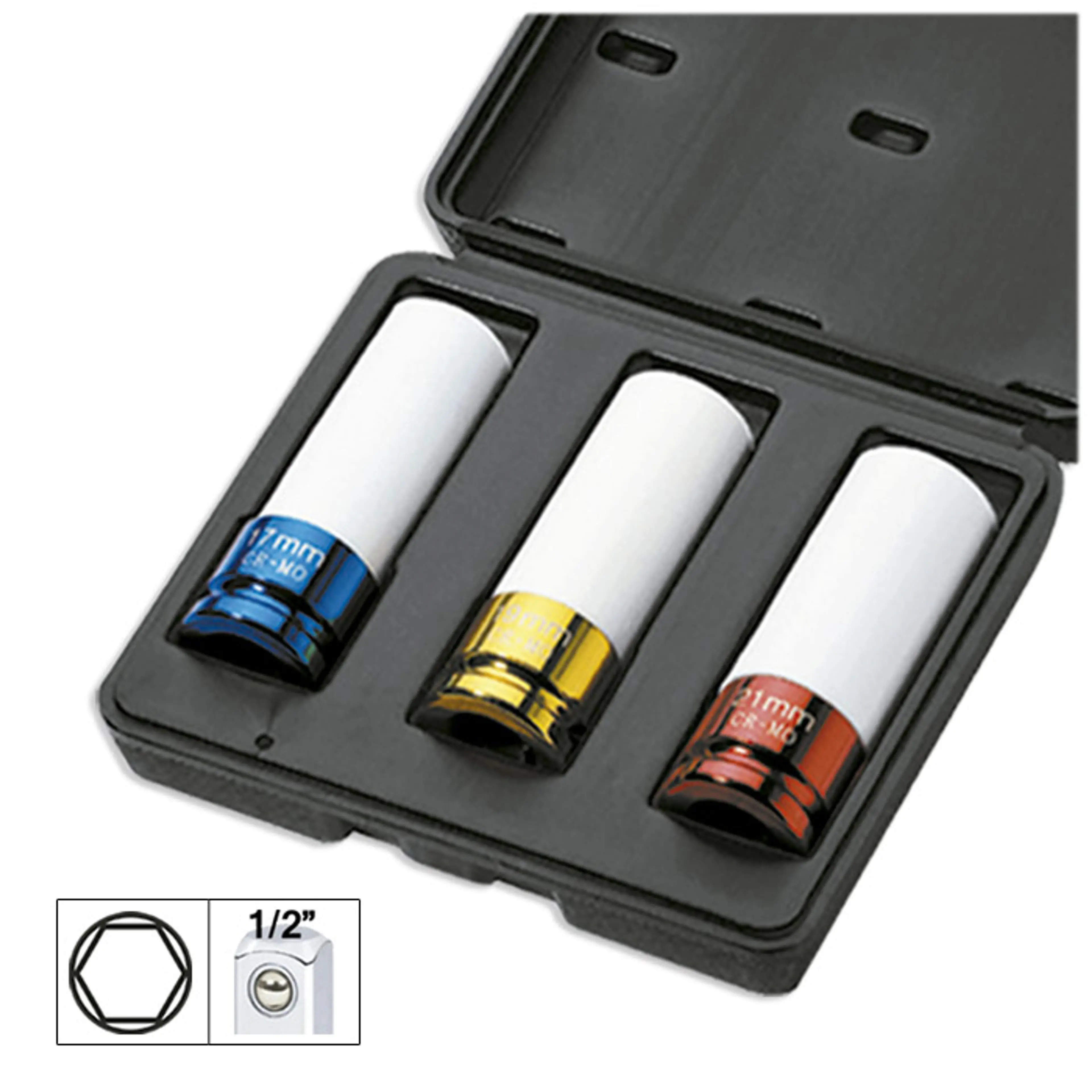 KIT DE 3 VASOS IMPACTO DE 1/2"