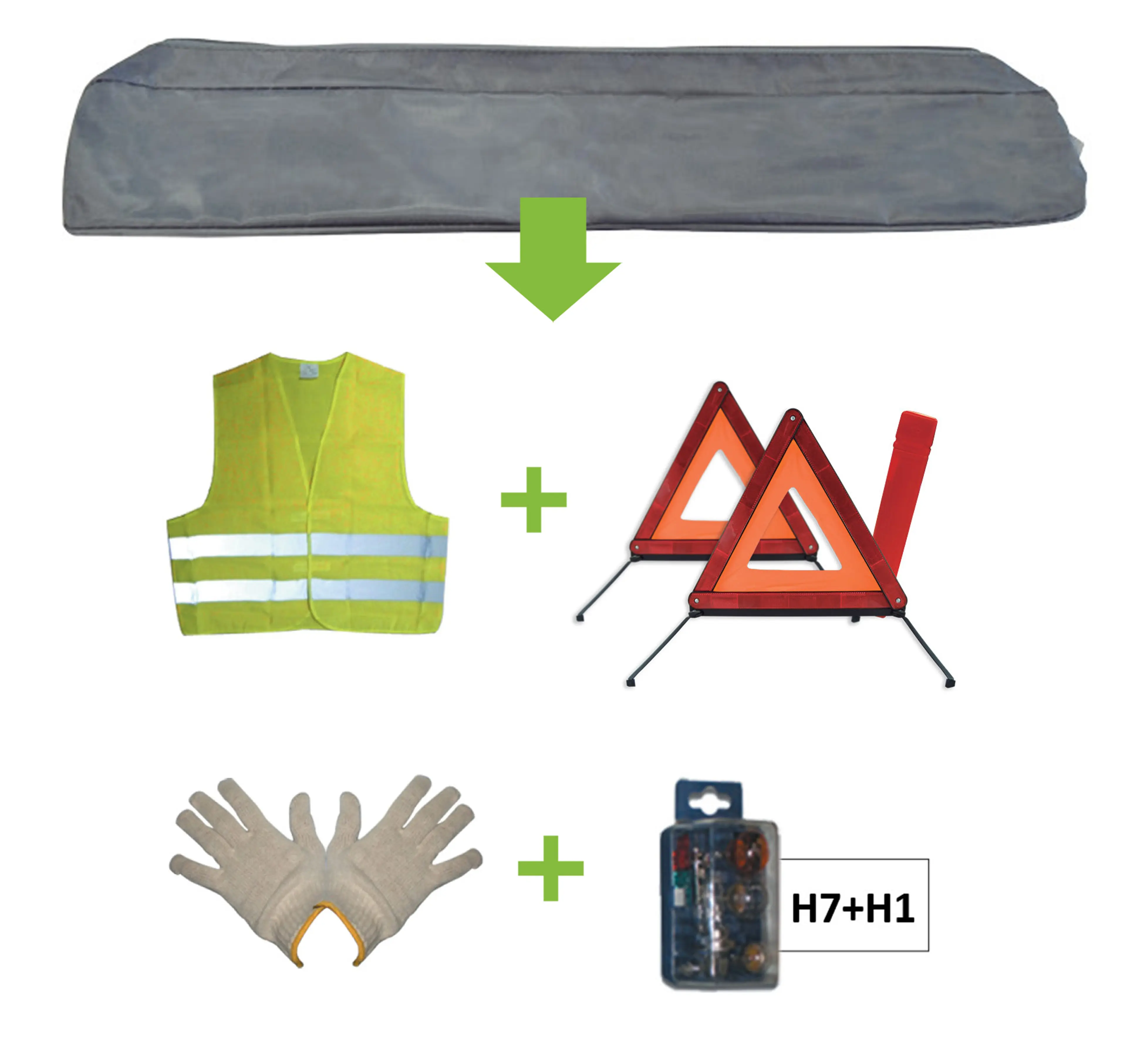 KIT EMERGENCIA BOLSA GRIS + MK H7+H