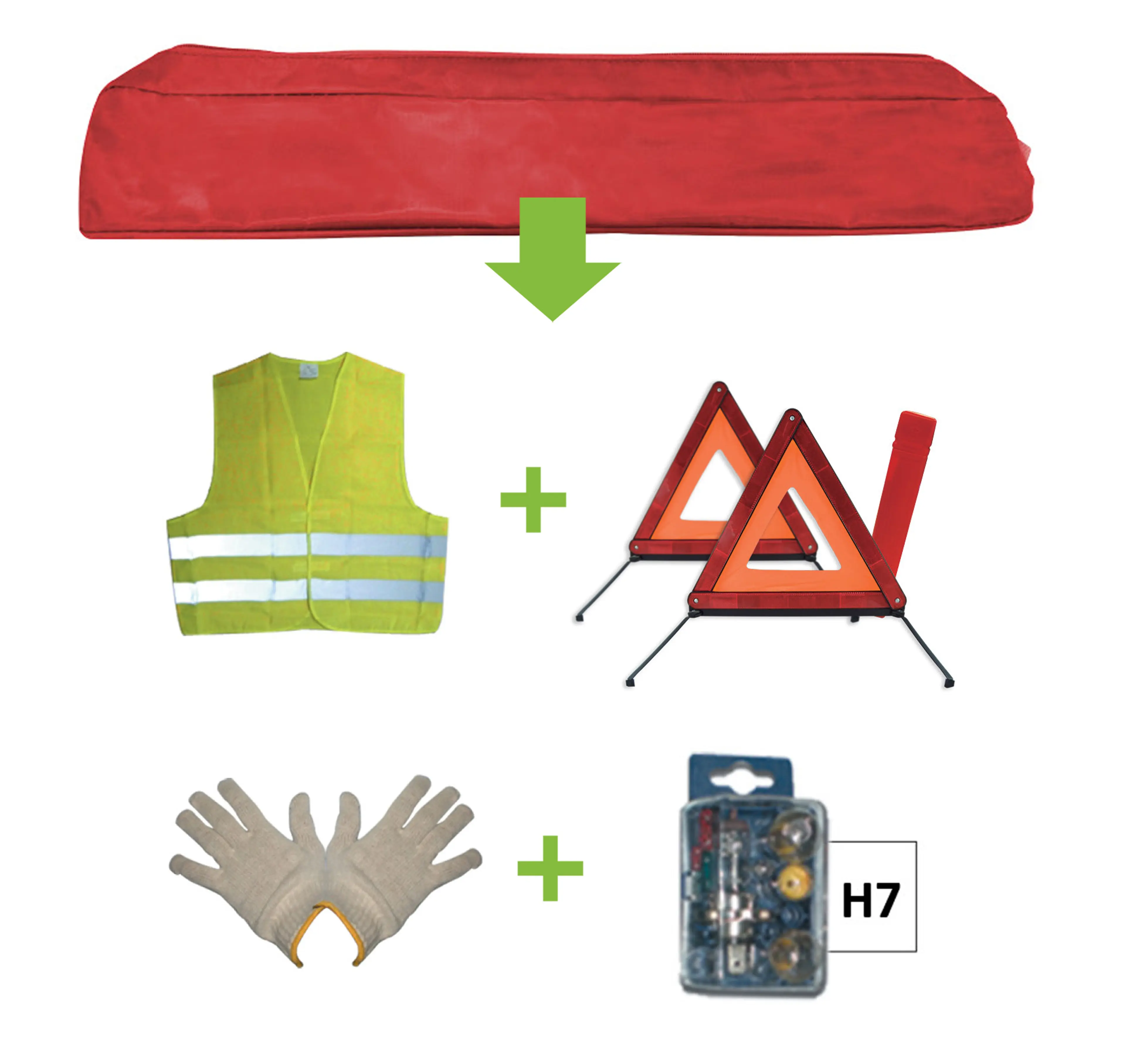 KIT EMERGENCIA BOLSA ROJA + MK H7 +