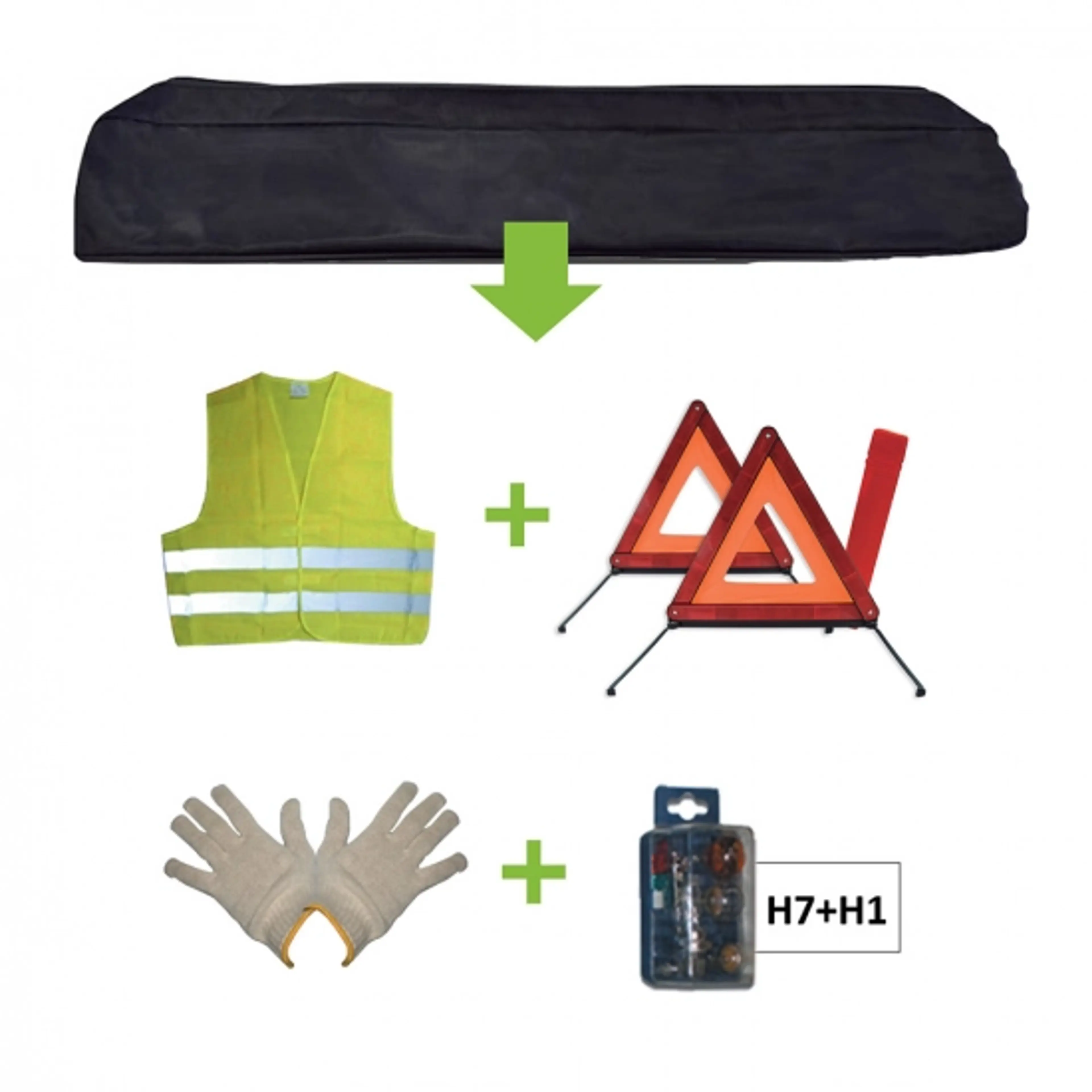 KIT EMERGENCIA BOLSA NEGRA + MK H7+