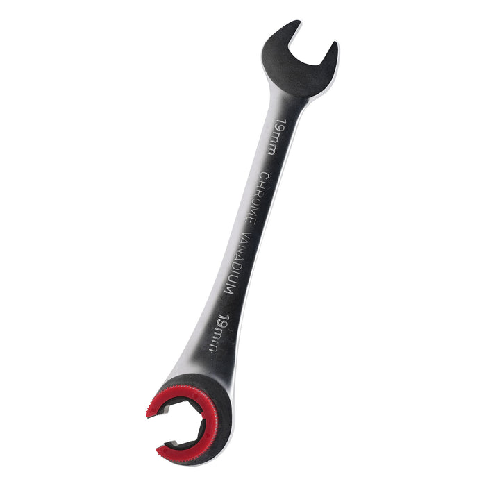 LLAVE DE TRINQUETE CON CABEZAL ABIERTO DE 19MM