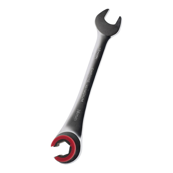 LLAVE DE TRINQUETE CON CABEZAL ABIERTO DE 18MM
