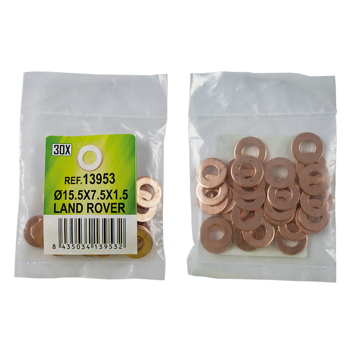 BOLSA DE 30 ARANDELAS DE COBRE PARA INYECTORES - Ø15.5x7.5x1.5 - LAND ROVER (REF. 53464)