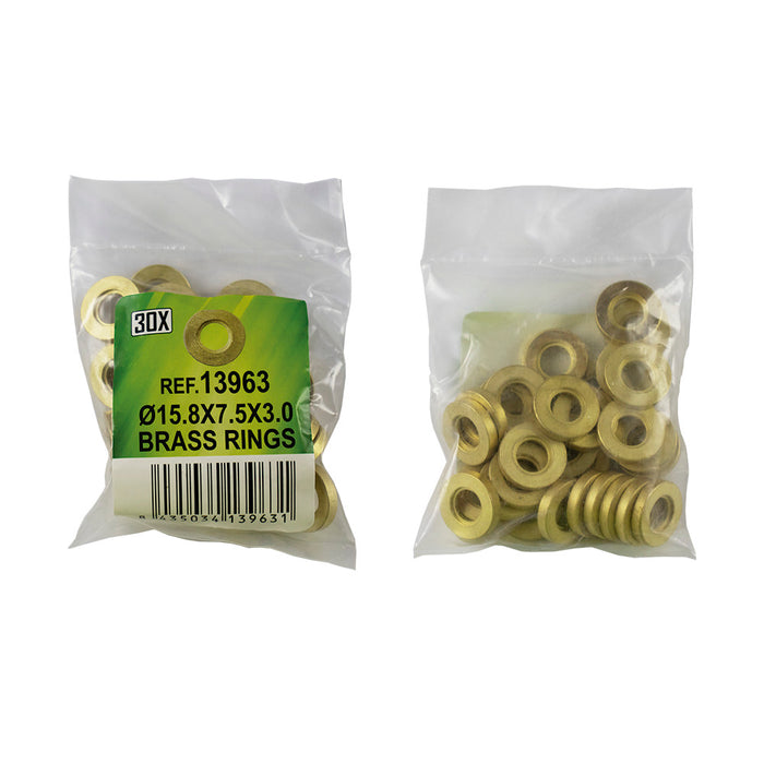 BAG OF 30 BRASS WASHERS - Ø15.8X7.5X3.0