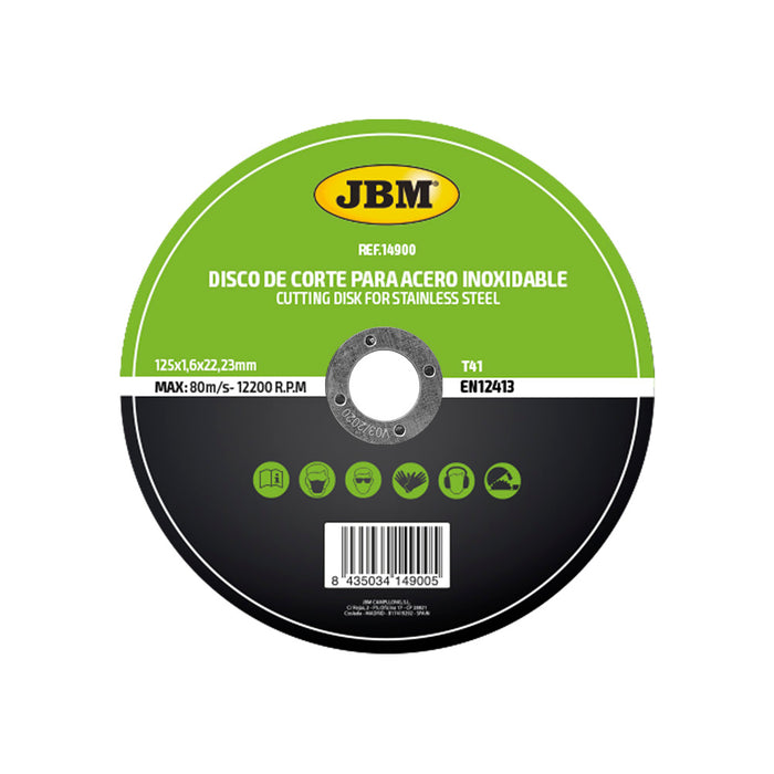 DISQUE À TRONÇONNER T41 POUR ACIER INOXYDABLE 125X1,6 MM - BOÎTE DE 50 UNITÉS