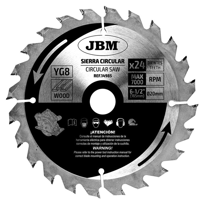 HOJA DE SIERRA CIRCULAR 24T 165MM PARA MADERA PARA REF. 60007