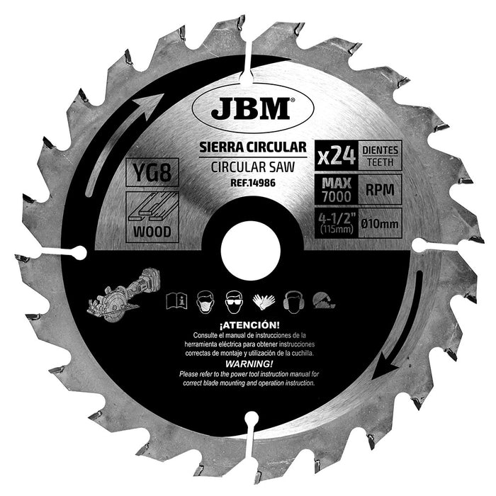 HOJA DE SIERRA CIRCULAR 24T 115MM PARA MADERA PARA REF. 60011