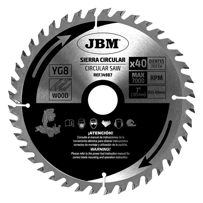 LAME DE SCIE CIRCULAIRE 40 DENTS 185MM POUR BOIS POUR RÉF. 60022