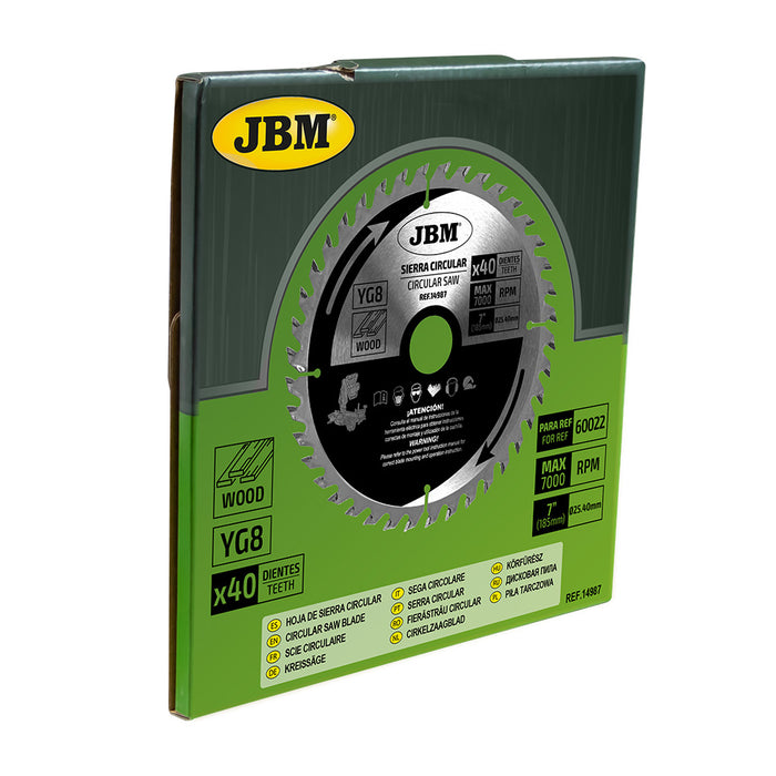 LAME DE SCIE CIRCULAIRE 40 DENTS 185MM POUR BOIS POUR RÉF. 60022