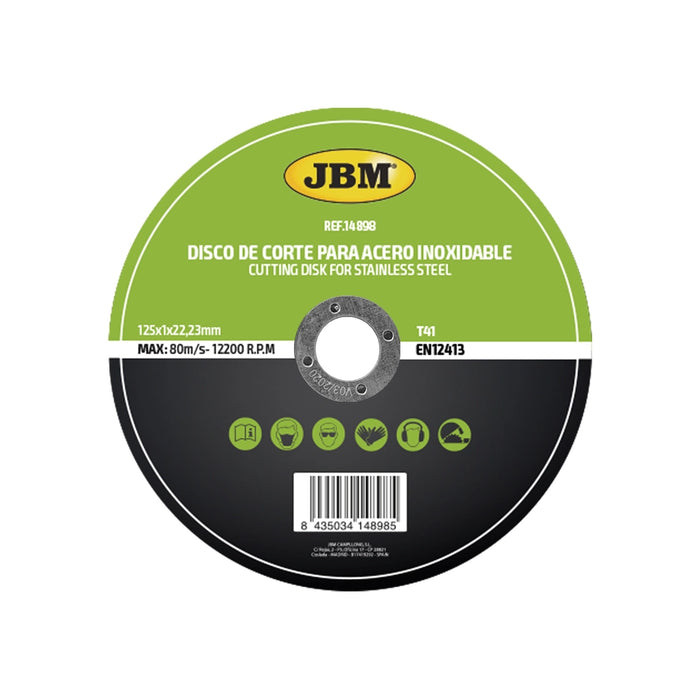 DISCO DE CORTE T41 PARA ACERO INOXIDABLE 125X1MM - CAJA 50 UNIDADES