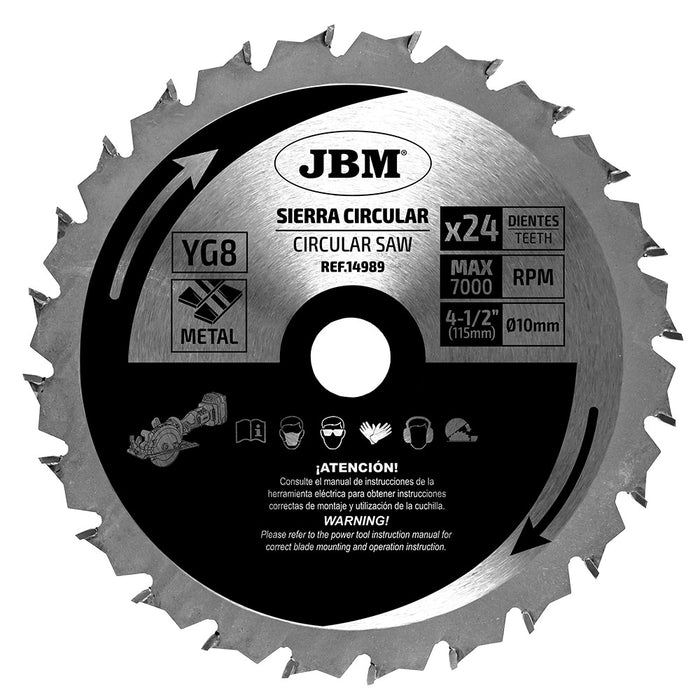 LAME DE SCIE CIRCULAIRE 24 DENTS 115 MM POUR MÉTAL POUR RÉF. 60011