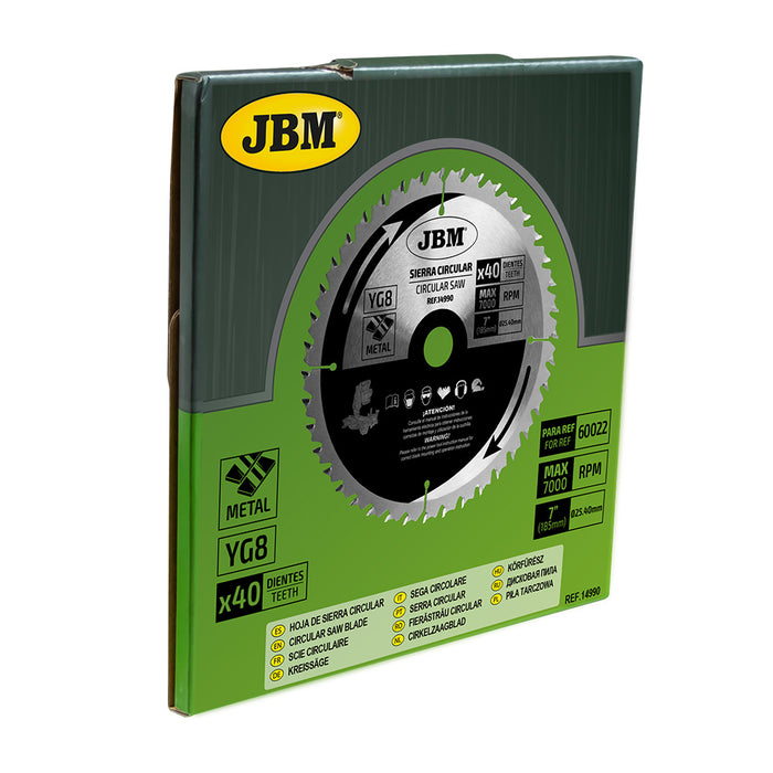 LAME DE SCIE CIRCULAIRE 40 DENTS 185MM POUR MÉTAL POUR RÉF. 60022