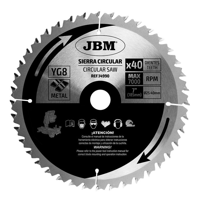 LAME DE SCIE CIRCULAIRE 40 DENTS 185MM POUR MÉTAL POUR RÉF. 60022