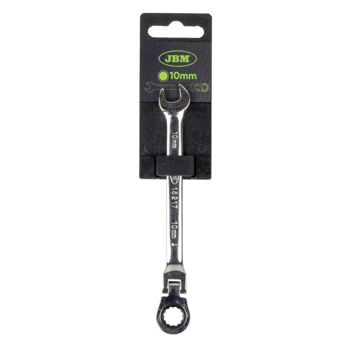 10MM FLEX-HEAD RATCHETING COMBINATION WRENCH - MIRROR FINISH