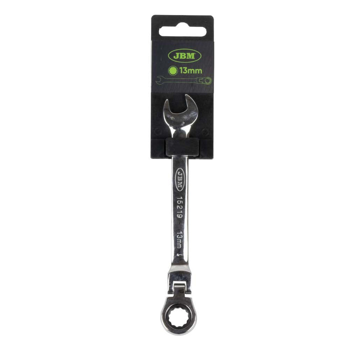 13MM FLEX-HEAD RATCHETING COMBINATION WRENCH - POLISHED FINISH