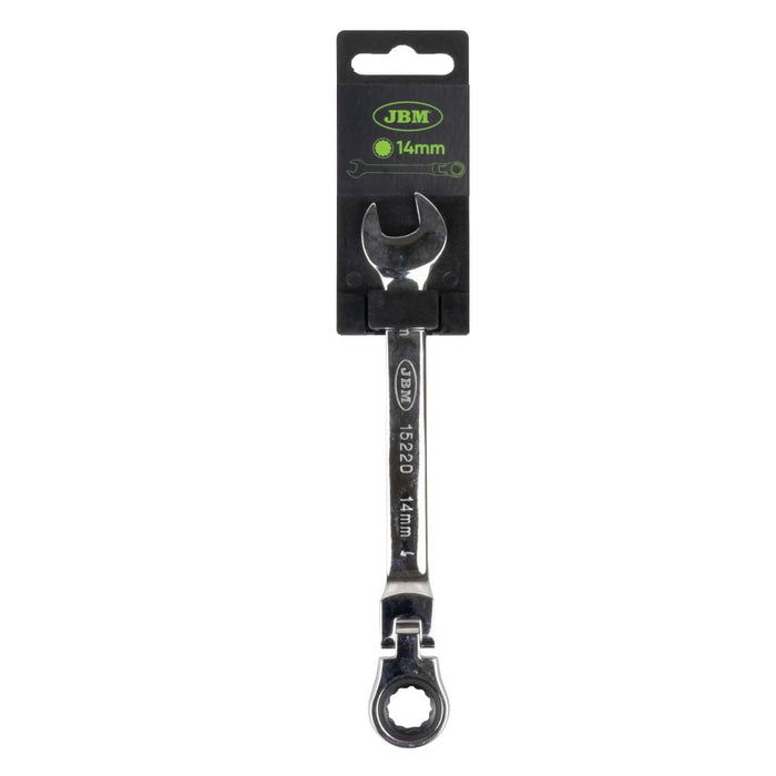 14MM FLEX-HEAD RATCHETING COMBINATION WRENCH - MIRROR FINISH