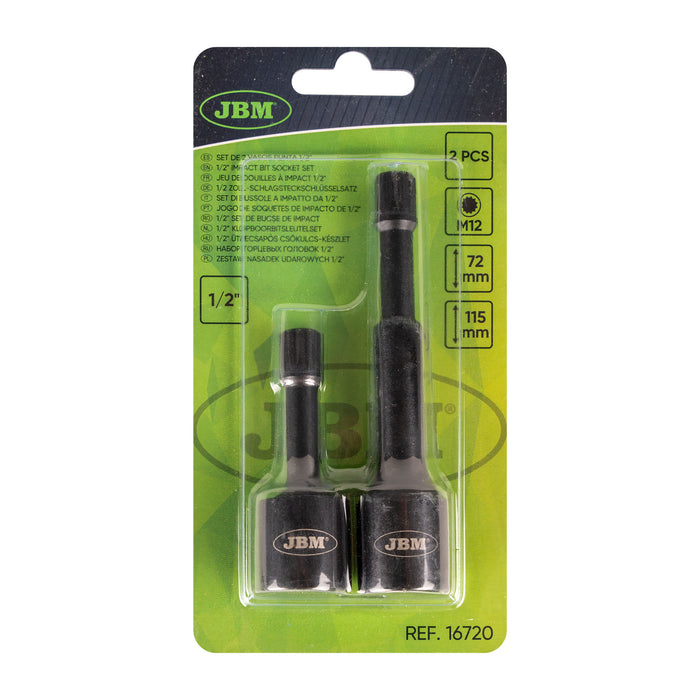1/2" VASOS DE IMPACTO ESPECIAL PARA TORNILLOS SPLINE (XZN) M12 2/PCS