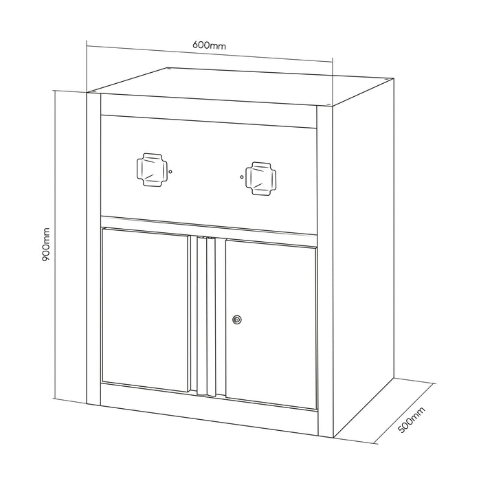 CABINET FOR COMPRESSED AIR AND ELECTRIC REELS