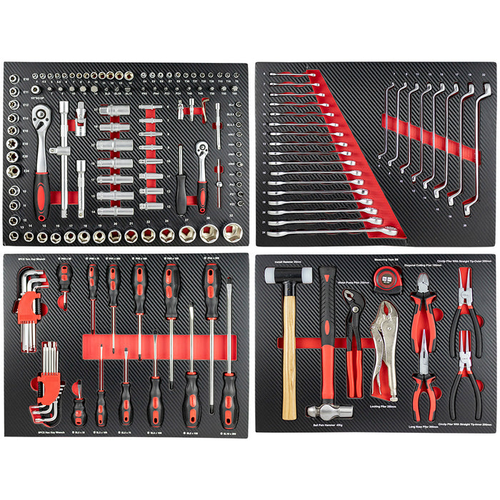 SET DE 4 MÓDULOS EVA CARBONO PARA CARRO DE HERRAMIENTAS - ROJO