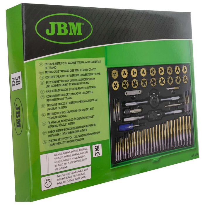 ESTUCHE MACHOS Y TERRAJAS METRICO + JUEGO DE BROCAS HSS