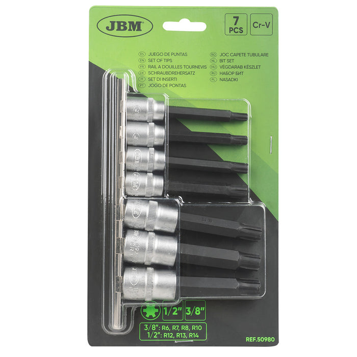 7-PIECE RIBE BIT SET WITH 1/2" AND 3/8" SOCKETS