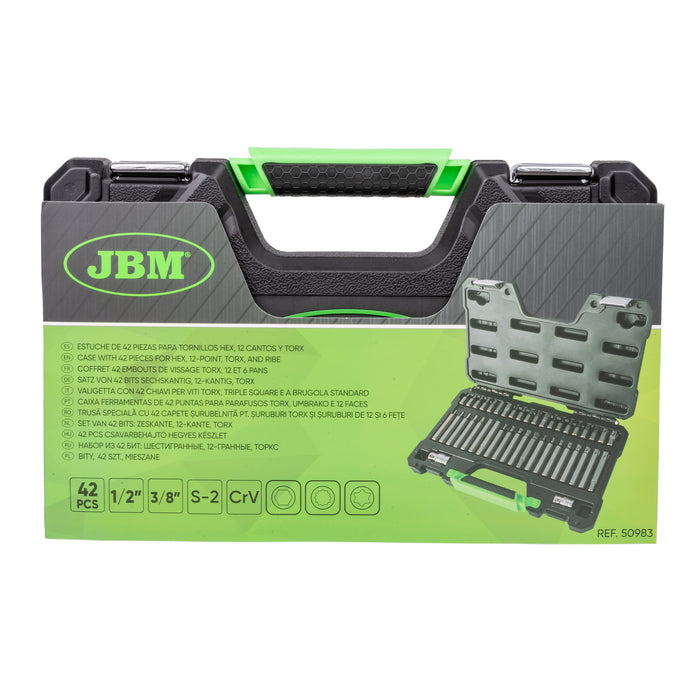 MALETÍN DE 42 PIEZAS HEXAGONALES, 12 CANTOS Y TORX