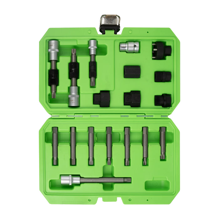 JUEGO DE EXTRACTORES PARA POLEAS DE ALTERNADOR 18PCS