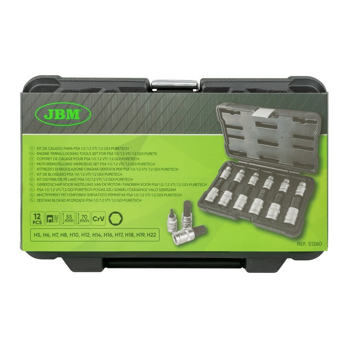 SET DE 12 PIEZAS DE 1/2" PUNTA HEXAGONAL