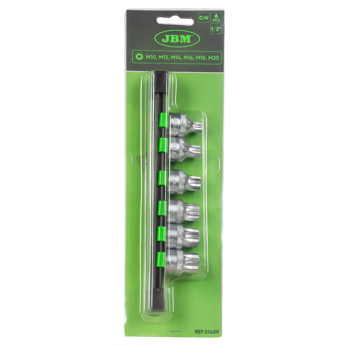 SET DE 6 PIEZAS DE 1/2" PUNTA 12 CANTOS INVIOLABLE / PUNTA XZN