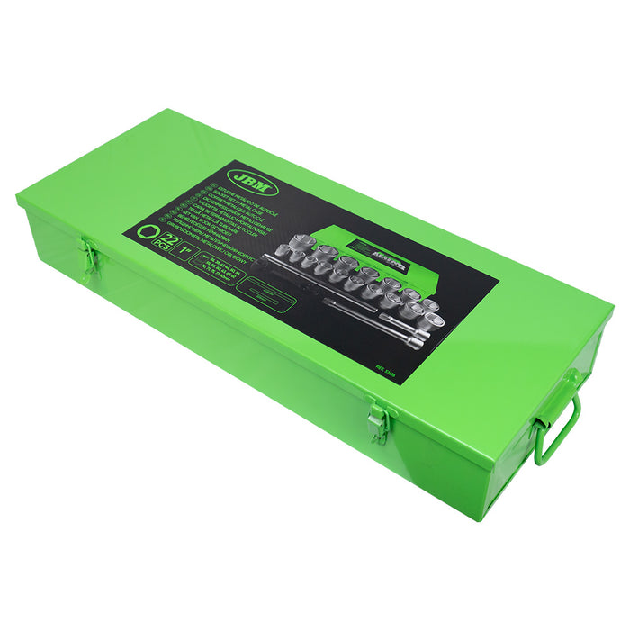 ESTUCHE METÁLICO CON 21 PIEZAS DE AUTOCLÉ EN HEXAGONAL 1" CINCADO