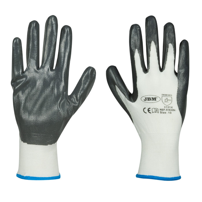 LOTE 12 UNIDADES GUANTES CON PALMA REFORZADA DE NITRILO T. 10 - MODELO NUEVO