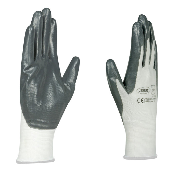 LOTE 12 UNIDADES GUANTES CON PALMA REFORZADA DE NITRILO T.9
