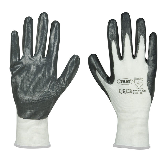 LOTE 12 UNIDADES GUANTES CON PALMA REFORZADA DE NITRILO T.9