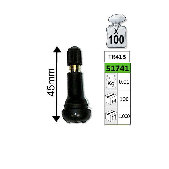 PACK 100 UNIDADES VÁLVULA-DE-PNEUS-45MM