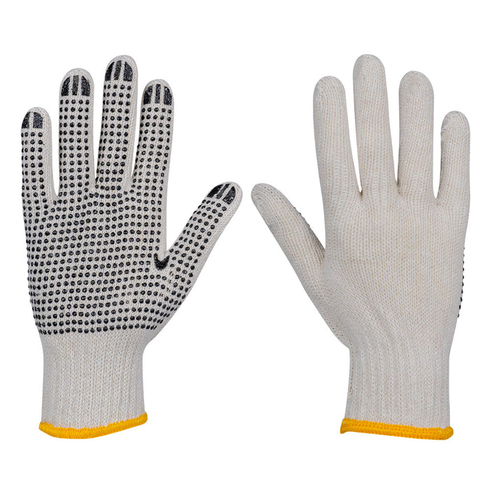 PACK 12 GUANTES DE HILO DE ALGODÓN CON LA PALMA REFORZADA CON PUNTOS DE PVC
