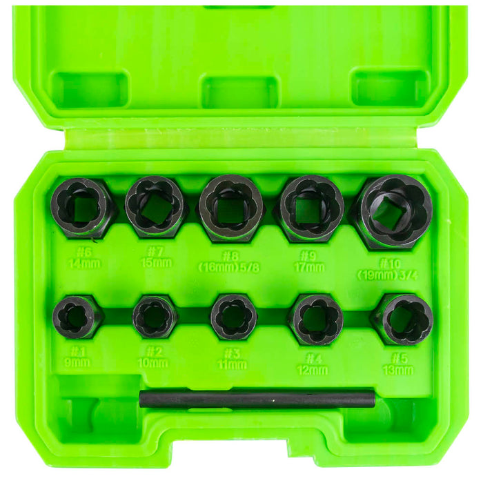 SET DE VASOS TWIST DE 3/8" PARA EXTRACCIÓN DE TUERCAS/TORNILLOS DE SEGURIDAD