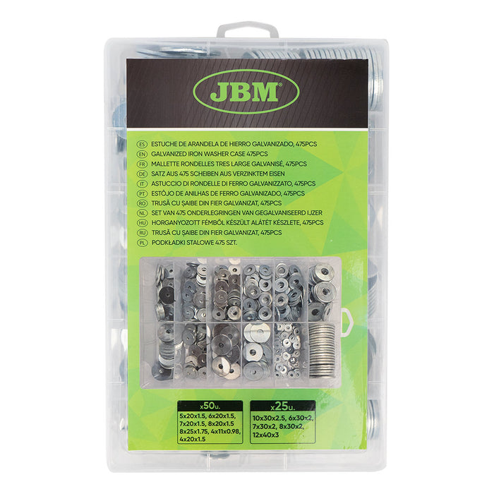 ESTUCHE DE ARANDELAS DE HIERRO GALVANIZADO 475PCS