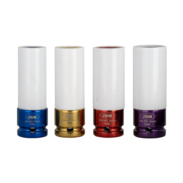 SET DE 4 VASOS DE IMPACTO DE 1/2" ESPECIAL EXTRACCIÓN RUEDAS