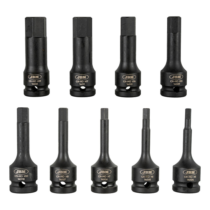 SET DE 8 PUNTAS DE IMPACTO HEXAGONALES DE 1/2"