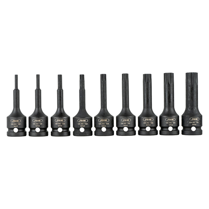 SET DE 9 PUNTAS DE IMPACTO TORX DE 1/2"