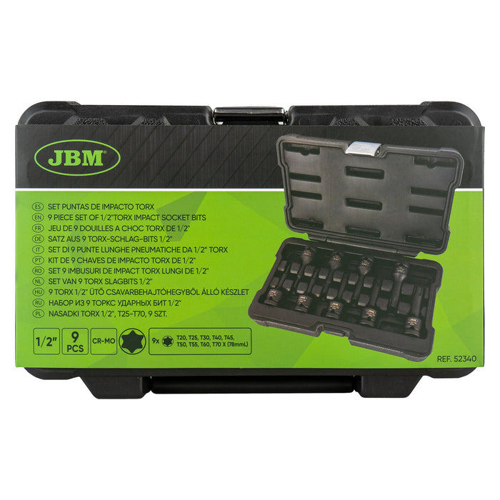 SET DE 9 PUNTAS DE IMPACTO TORX DE 1/2"
